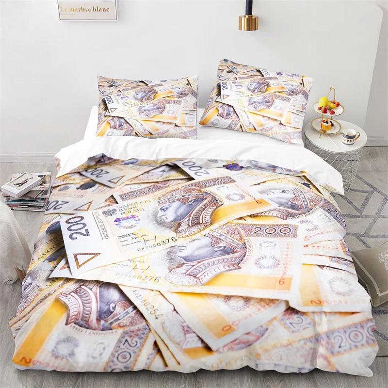 Money Duvet Cover King Microfiber Dollar Bills of United States Federal Reserve with The Portrait of Ben Franklin Bedding Set
