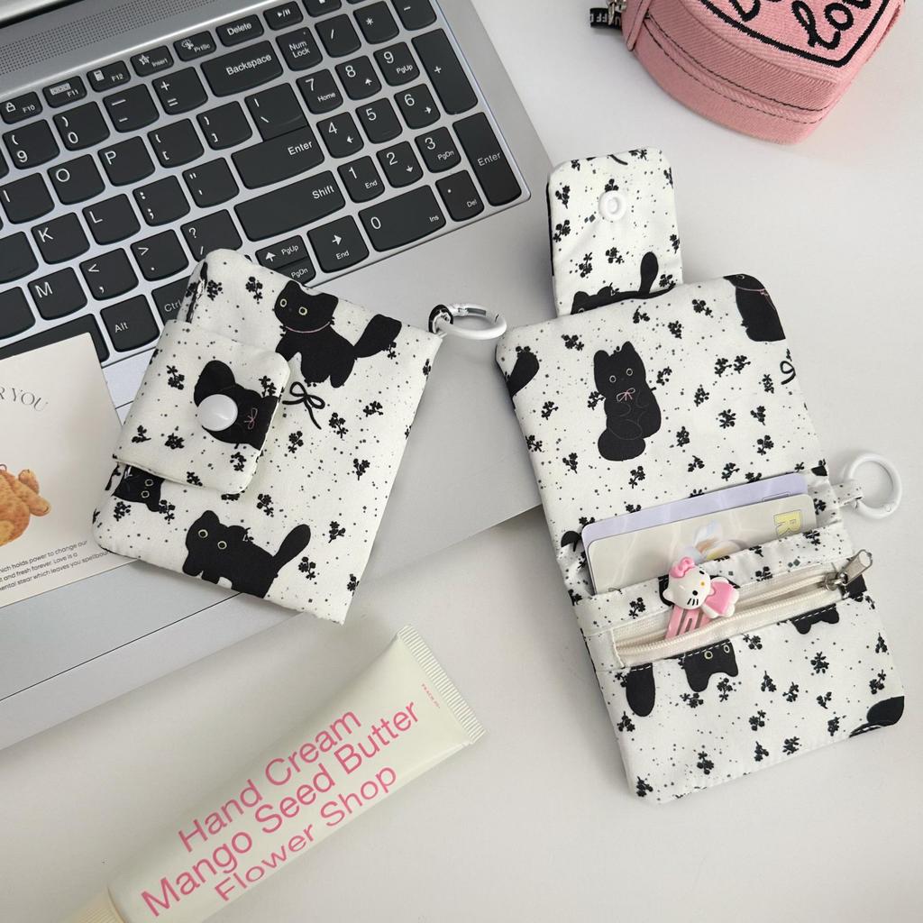 Korean Floral Daisy Multi-Layer Coin Purse & Canvas Bag