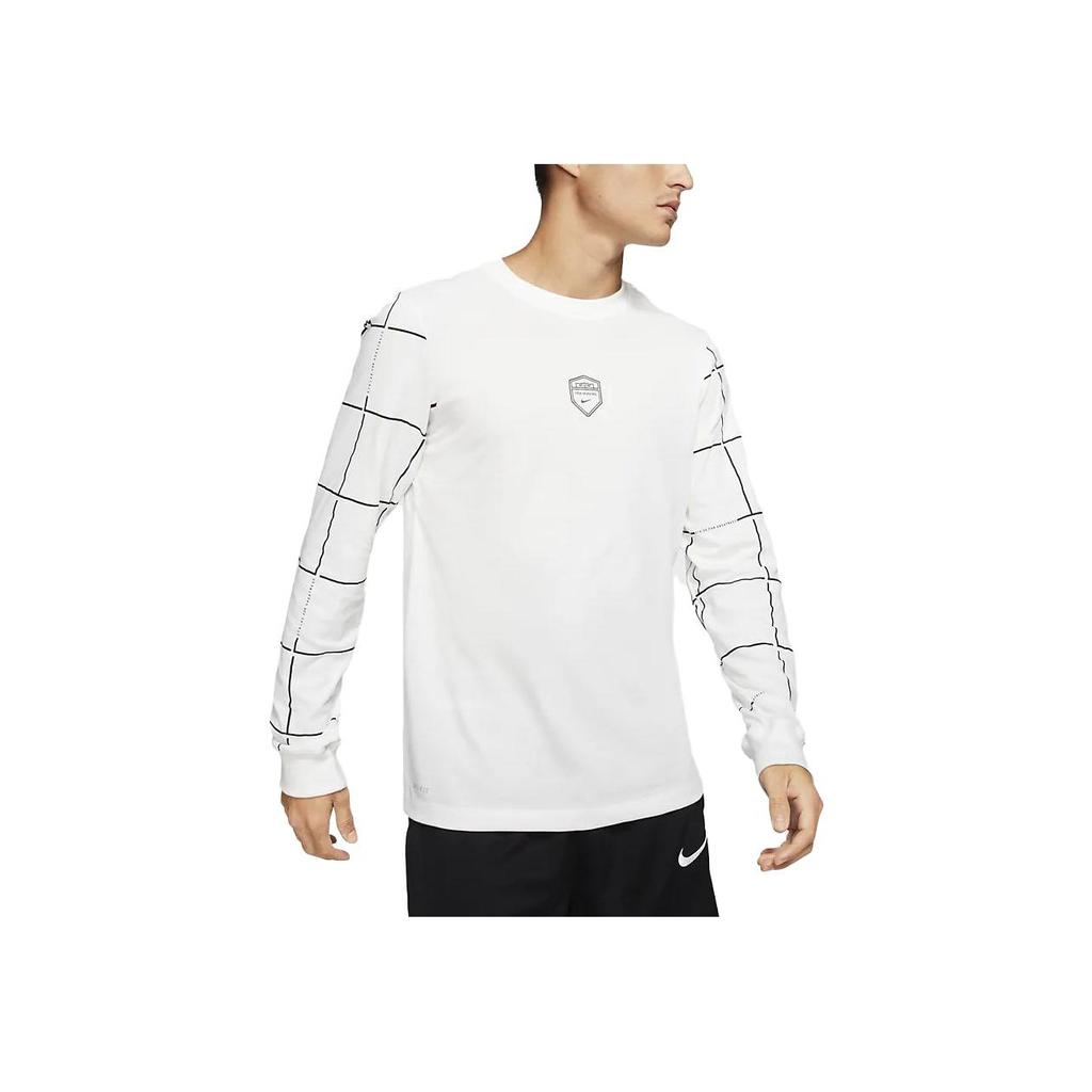 Nike Logo Printed Striped Crew Neck Pullover Long Sleeve T-Shirt Men Tops Mountain-White CD0925-121