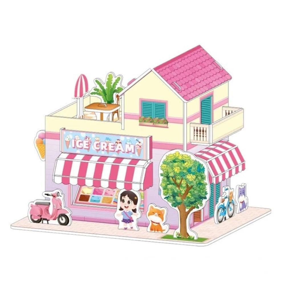 Kids 3D Stereo Puzzle Cartoon House Castle Building Model DIY Handmade Early Learning Educational Toys Gift for Children