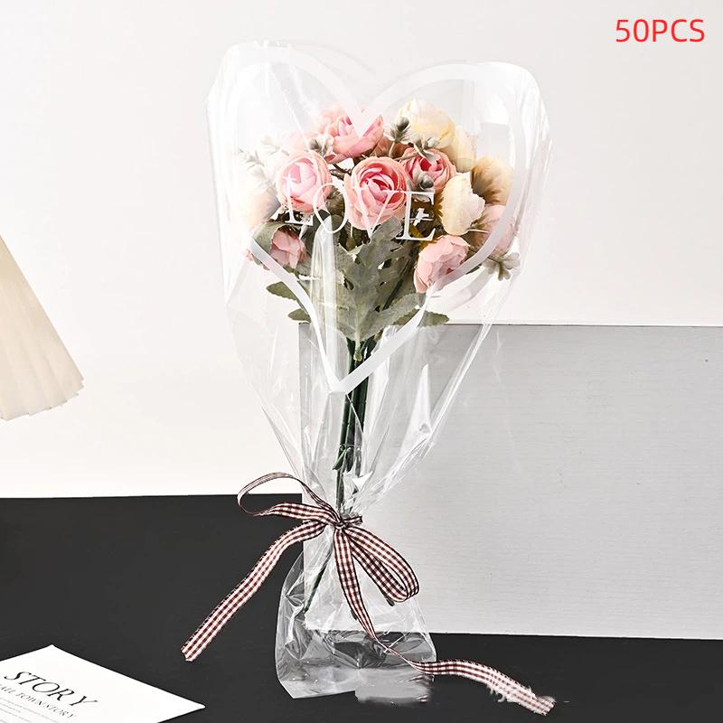 Transparent Rose Packaging Bags Flower Bouquet Plastic Bag Bouquet Wrapping Paper One Straight Bag Flower Packagin