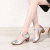 Dance Shoes Soft Sole Summer Dancer Dance Shoes Performance Square Red New Shoes Gold and Silver Middle Heel Ballroom Dancing Shoes