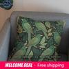 2D Enchanted Green Birds And Leaves Cushion Cover Pattern Cushion Cover Suitable For Sofa Bedroom Car Pillow Cover