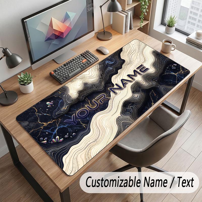 Abstract Geometric Theme Customized Mouse Pad Personalized Print Name Text Desk Mat For Home Office Table Decor
