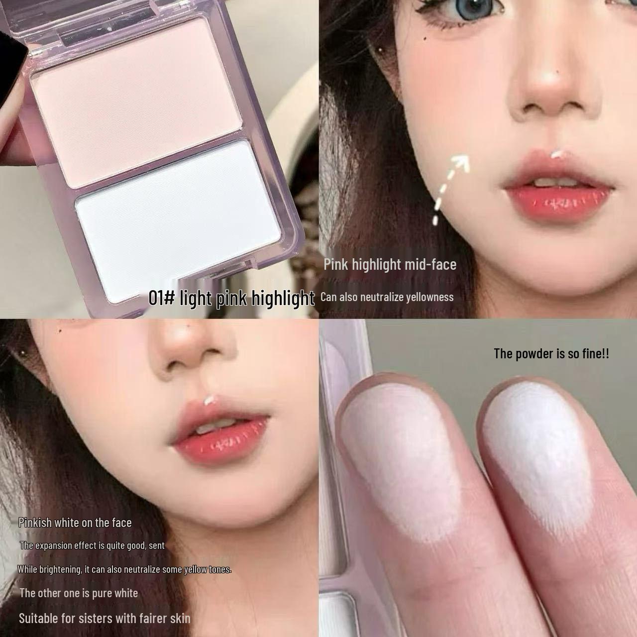 Kobeleen Dynamic Duo: Highlight & Eyeshadow Palette with Brightening and Plumping Matte Blush. 8g