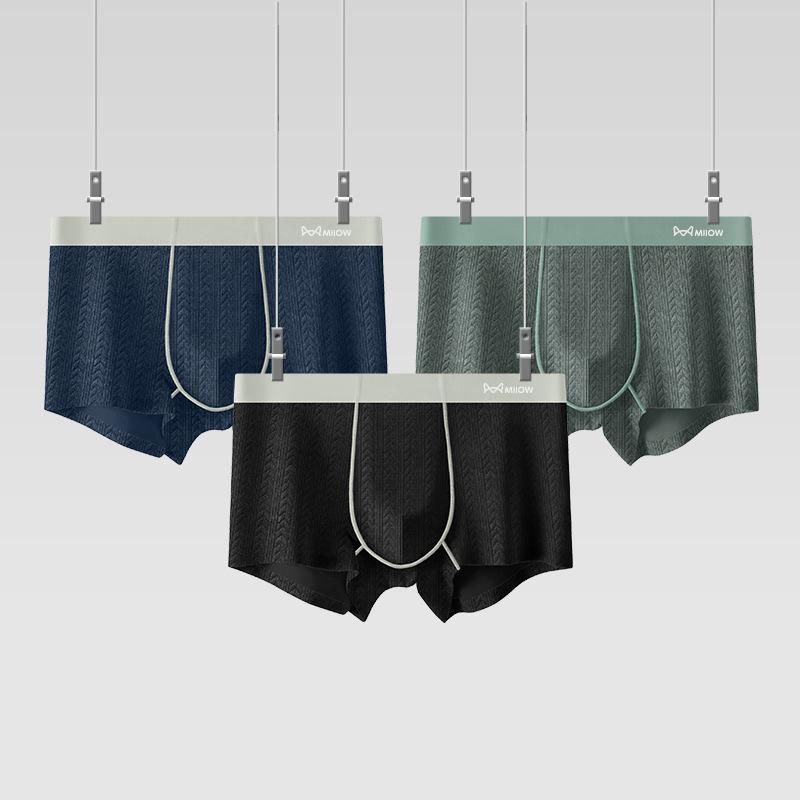 3pcs Jacquard Men's Underwear Comfortable Flat Corner Pants Seamless High Elasticity Square Corner Pants Boxer Brief