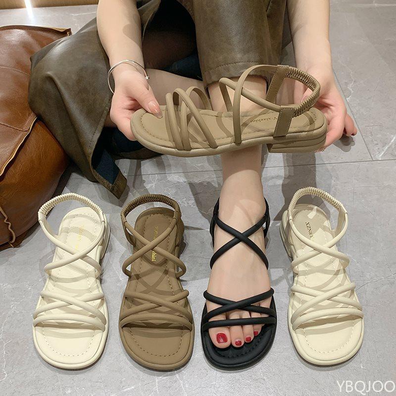 Sapatos Casuais de Praia Planos de Verão para Mulheres Novos Sandálias Simples e Confortáveis Sola Grossa Versáteis para Exterior Viagem Calçados Diários