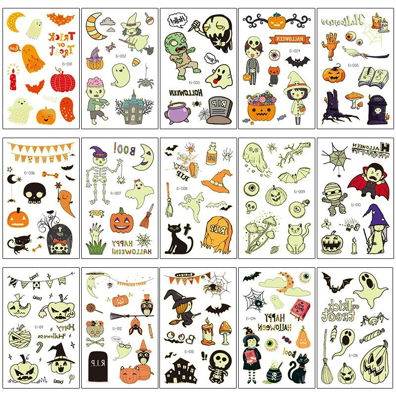 Водонепроникні тимчасові татуювання на Хелловін: Світні наклейки з гарбузом та павутиною для будь-якого віку