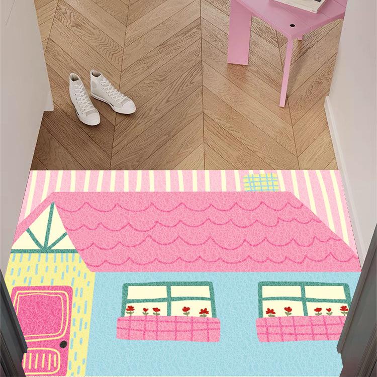 With The Wind and Haiyuan Chuang Cream Korean Wind Entry Mat Non-slip Scraping Sand Foot Mat Entrance Silk Ring Mat Dirt Resistant Cut