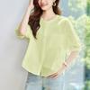 White Shirt for Women's Short-sleeved Summer New Loose Slimming Top Korean Round Neck Pure Cotton Shirt