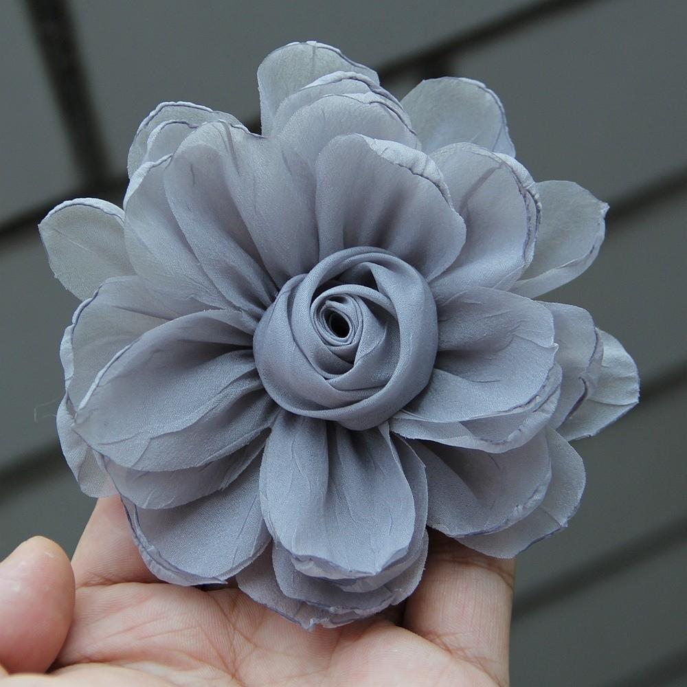 5 Stück DIY Seidenrosen Blütenkopf 3D Gebranntes Stoff Haarschmuck Für Brosche Anzug Jacke Reversnadel