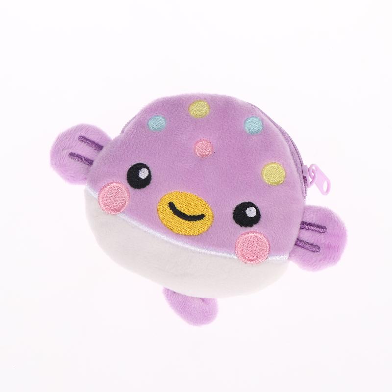 1Pcs Plush Zipper Coin Wallet Cute Pufferfish Mini Coin Purse Women'S Small Change Bag Key Earphone Pouch