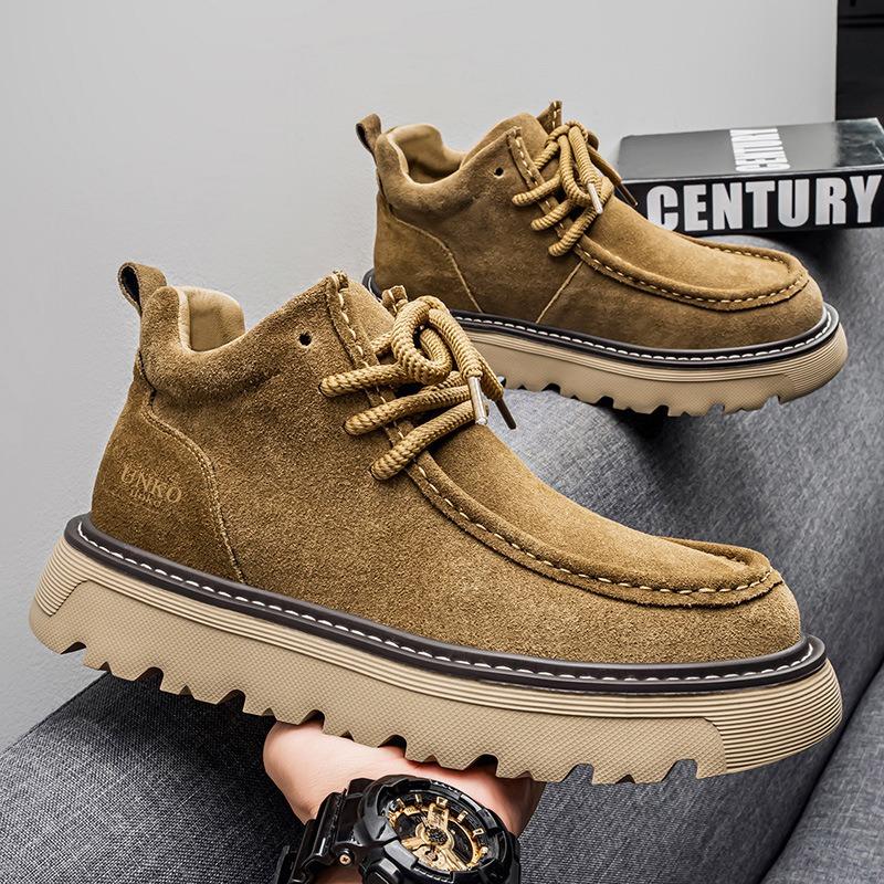 

Autumn Men s Luxury Suede Leather Casual Shoes Classic Retro Outdoor Sports Leisure Shoes British Low-top Loafers Soft Men Boots 39 хаки