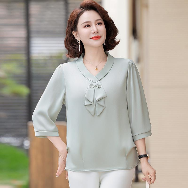 

2026 Spring/Autumn Age-Reducing Top for Middle-Aged & Elderly Women - New Style Fashionable Clothing 4XL (135-145 Jin) зелёный