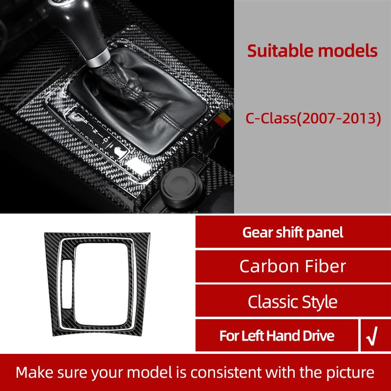 BETTERHUMZ For Mercedes Benz W204 C Class Accessories Carbon Fiber Central Control Gear Shifter Panel Trim Sticker Car Interior