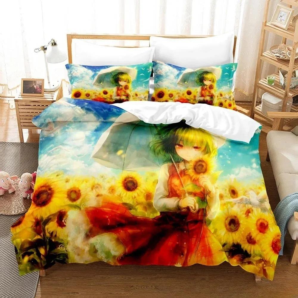 3D Druck Anime Kawaii Mädchen Yuuka Kazami Bettwäsche Set Einzelbett Twin Full Queen King Size Bettset Erwachsene Kind Schlafzimmer Bettbezug Sets