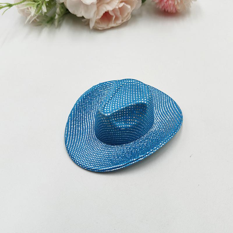 Holographic Neon Glitter Mini Cowboy Hat Western Theme Party Decoration Shiny Prop for Birthday Festival Events