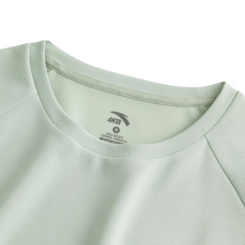 Anta Short Sleeve Moisture Wicking Casual Knit Shirt Summer T-Shirt Women tops Mugwort-Green 962627116-2