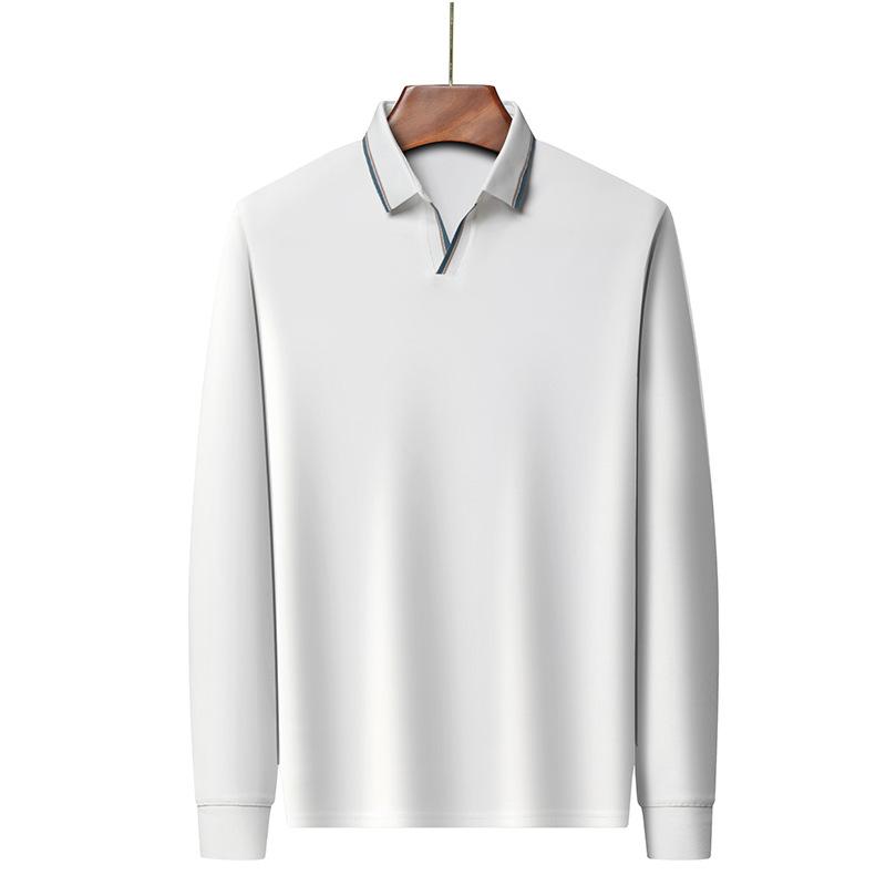 

Футболка с лацканами, длинным рукавом, однотонная, тонкая, средней плотности, мужская одежда, свободный низ, рубашка поло 4XL