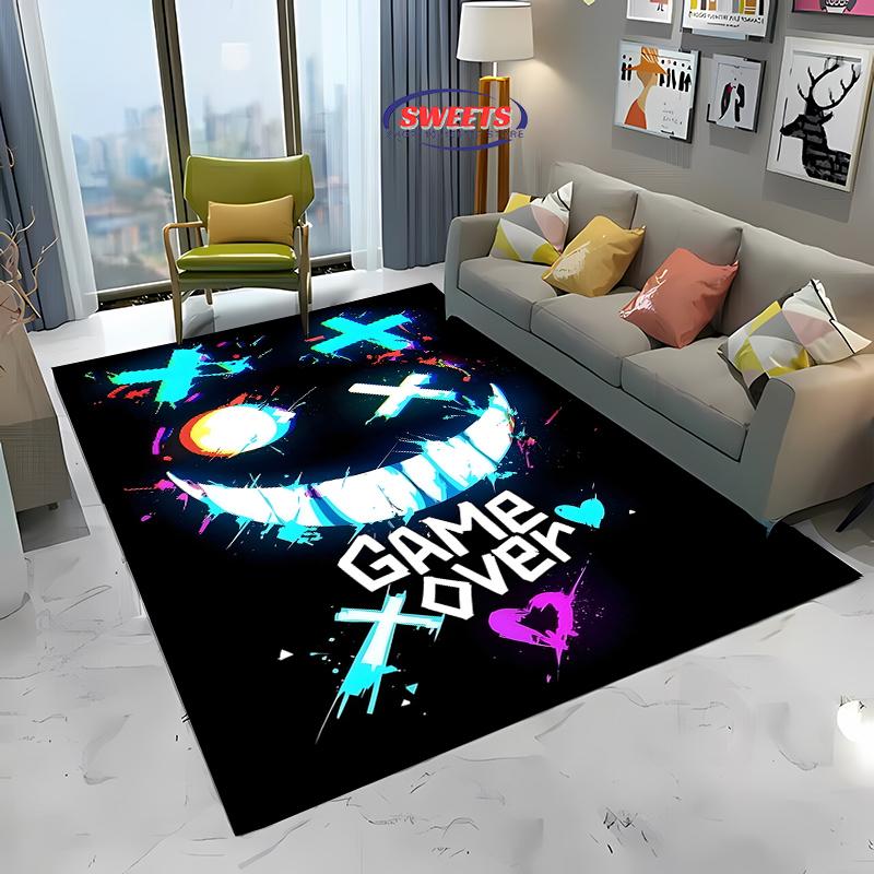 

3D HD Printing Neon Graffiti Printed Carpet Non-Slip Rug Black Home Decor Rug Carpet for Living Room Bedroom Dining Office Gift 40x60cm (16x24in)