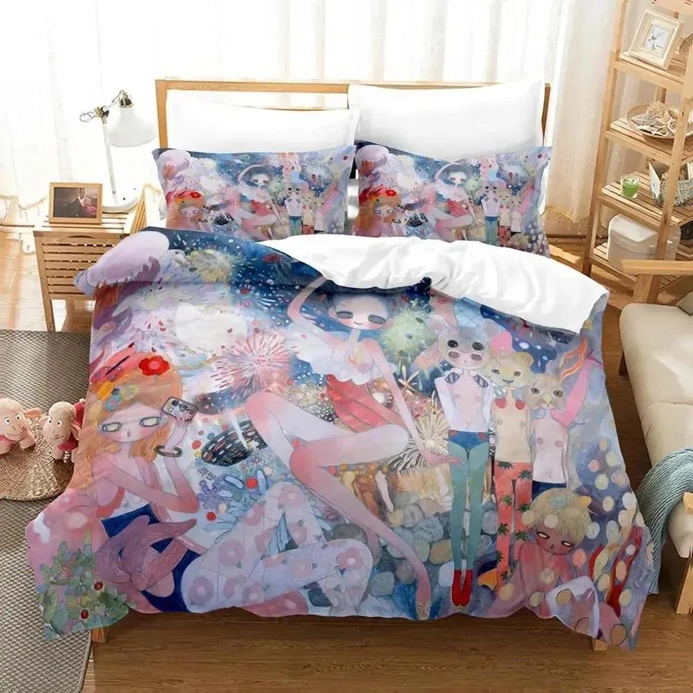 Anime Aya Takano Bedding Set Duvet Cover Bed Set Quilt Cover Pillowcase Comforter King Queen Size Boys Adult Bedding Set