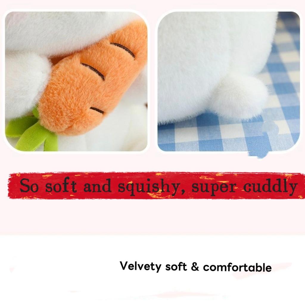 Cute Radish Rabbit Plush Toy Soft Bunny Stuffed Animal Doll for Girls Kids Sleeping Companion Birthday Gift