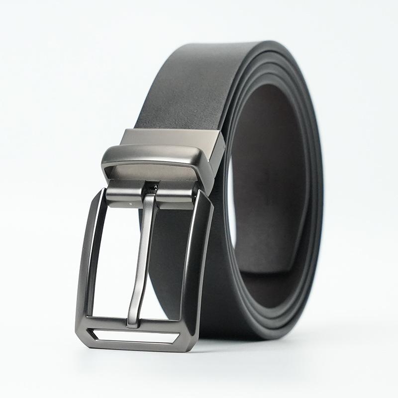 Genuine Leather Belt Men's Pin Buckle Rotatable Casual and Versatile Cowhide Belt Men's Young Trouser Belt