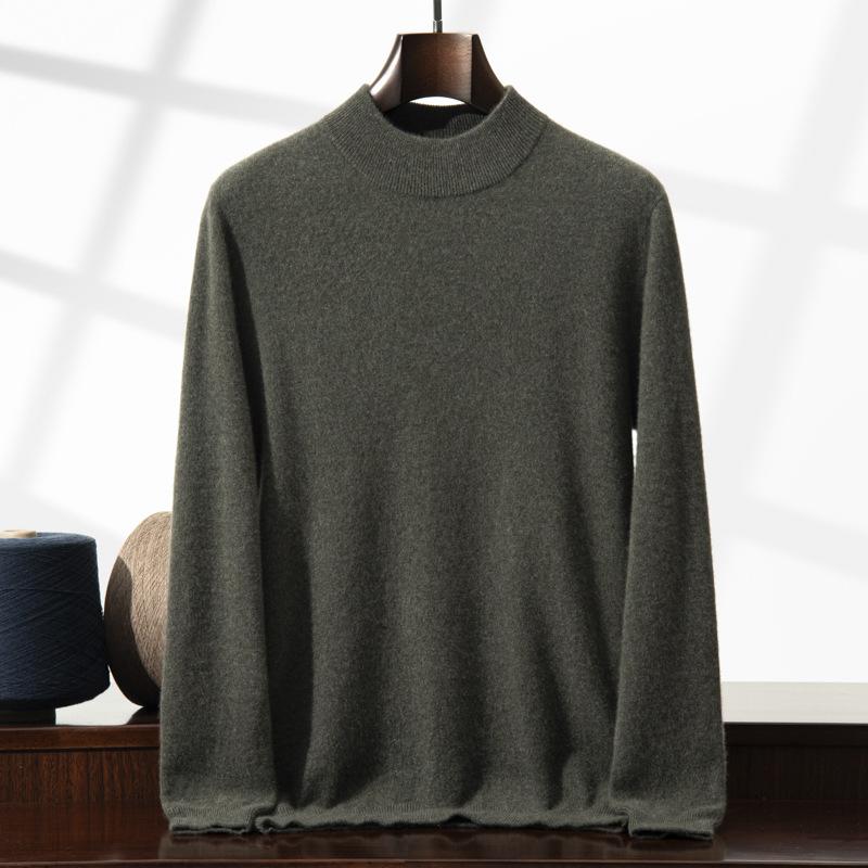 Cashmere shirt semi-turtleneck sweater solid color long-sleeved inner with wool knitting