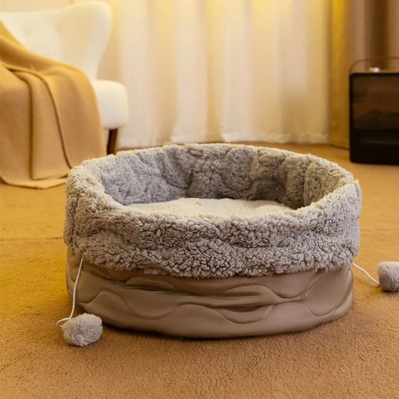 

New Cat Litter Kennel Round Quilting Cotton Autumn and Winter Warm Pet Litter Cat Bed Four Seasons Dog Mat Medium (40 40CM) армия зеленый