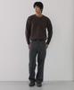 NODU Waffle Henley Neck Knit [Brown]