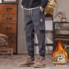 2024 Men's American-Style Plus Velvet Autumn/Winter Overalls: Versatile, Loose, Warm, Casual Pants