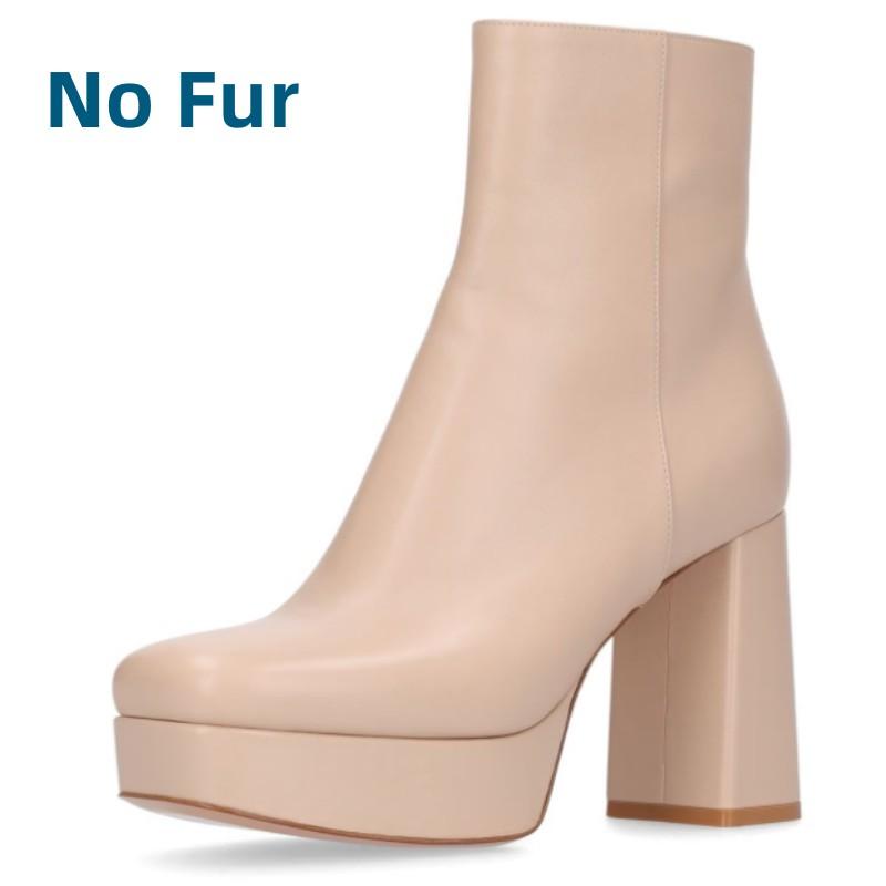 Western Women's Ankle Boots 2025 Winter Genuine Leather Block Heels Chelsea Boots Black White Dance Party Shoes Large Size 45