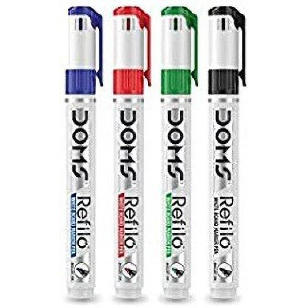 Doms Refilo Ink Pens RED,BLACK,BLUE,GREEN Whiteboard Marker