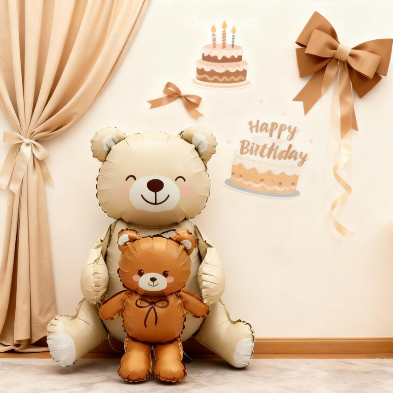 1/2Pcs Cream Bear Boys Girls Birthday Gift Ballons Cute Baby Shower Happy Birthday Party Decorations Balloons
