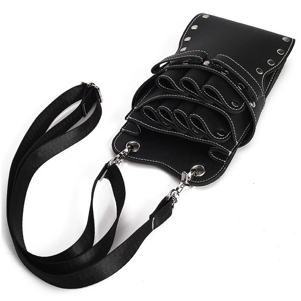 Fashion PU Leather Hairdressing Scissors Bag Large Capacity Durable Hairstylist Waist Bag Haircut Bag Crossbody Scissors Tool