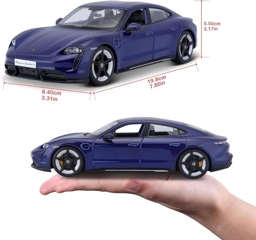 Burago Porsche Taycan 2019 Diecast Model Car, 1/24 Scale, Blue [Imported]