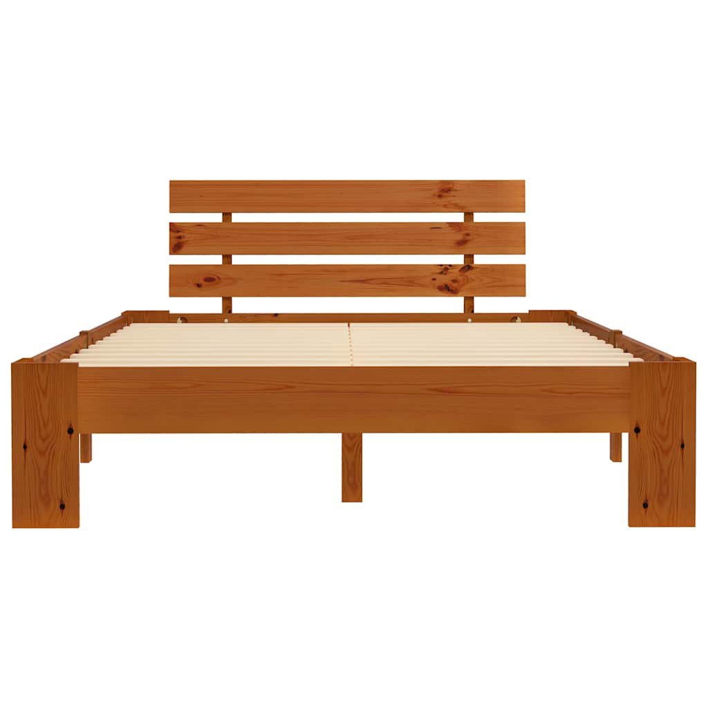 Solid Wood Bed Frame Honey Brown Pine 120 X 200 Cm