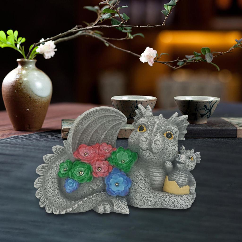 Solar-Gartenstatue, Drachenfigur, lustige Geburtstagsgeschenke für Frauen, Outdoor-Dekoration, niedliches Kunstharz