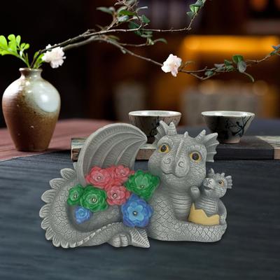 Statue de Jardin Solaire Figurine Dragon Cadeaux d'Anniversaire Drôles pour Femmes Décor Extérieur, Résine Mignonne