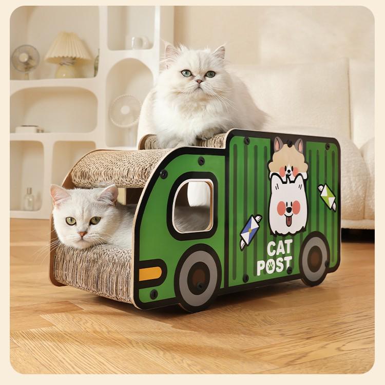 Odolná dvojvrstvová doska na škrabanie a ležanie pre mačky - Odolná voči škrabaniu a opotrebovaniu, z vlnitej lepenky