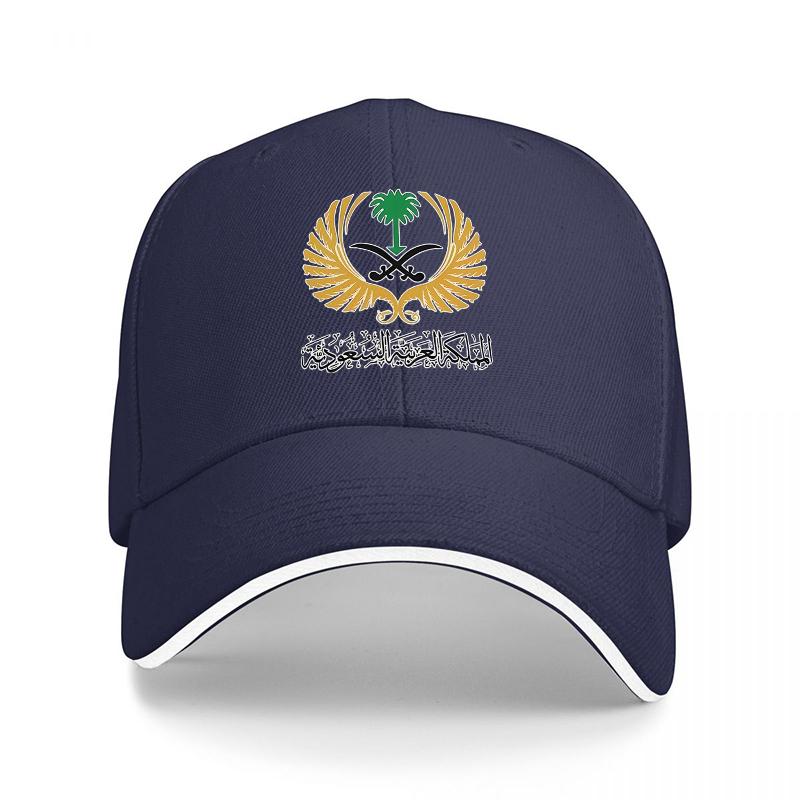 Saudi Arabia National Emblem Baseball Cap Black with Golden Wings and Palm Tree Design for Unisex and Women Casual Wear