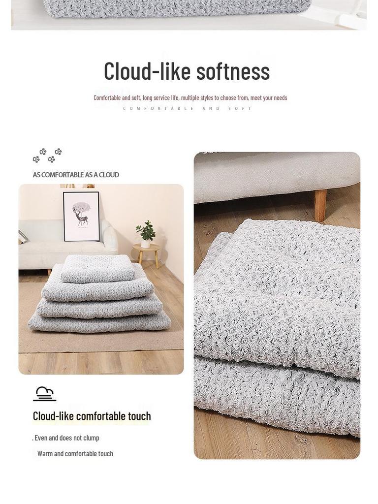 Rose Velvet Pet Bed for Dogs & Cats - Four Seasons Warmth, Small/Medium/Large, Ideal for Teddy/Golden Retriever