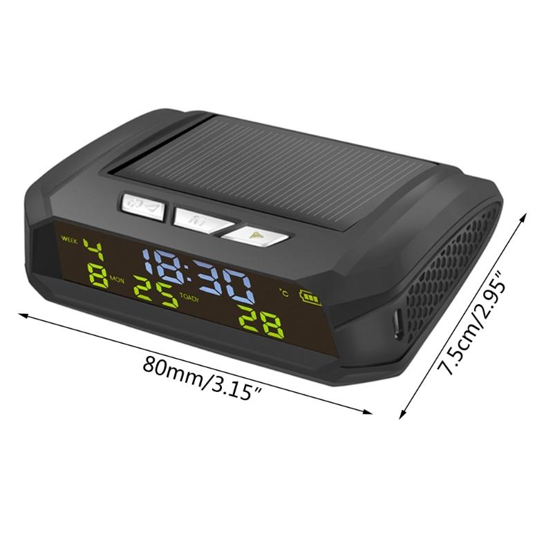 Solar Powered Car Clock Universal Multifunction Electronic Clock Wire Free