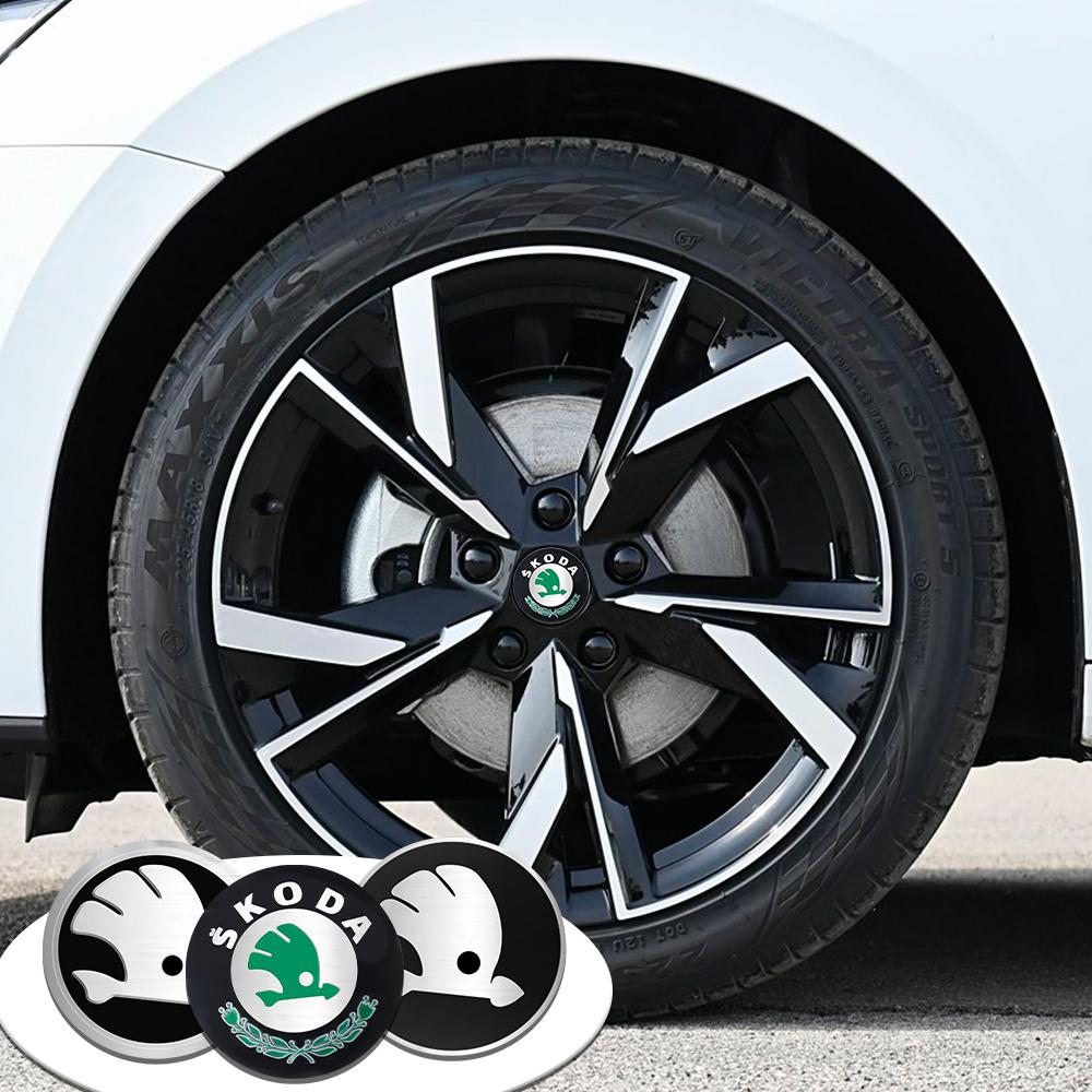 DDWO5 56MM 60MM 65MM 68MM Car Wheel Center Hub Caps Badge Rim Cover Emblem Sticker For Skoda Octavia Rapid Fabia Superb Kodiaq Kamiq S