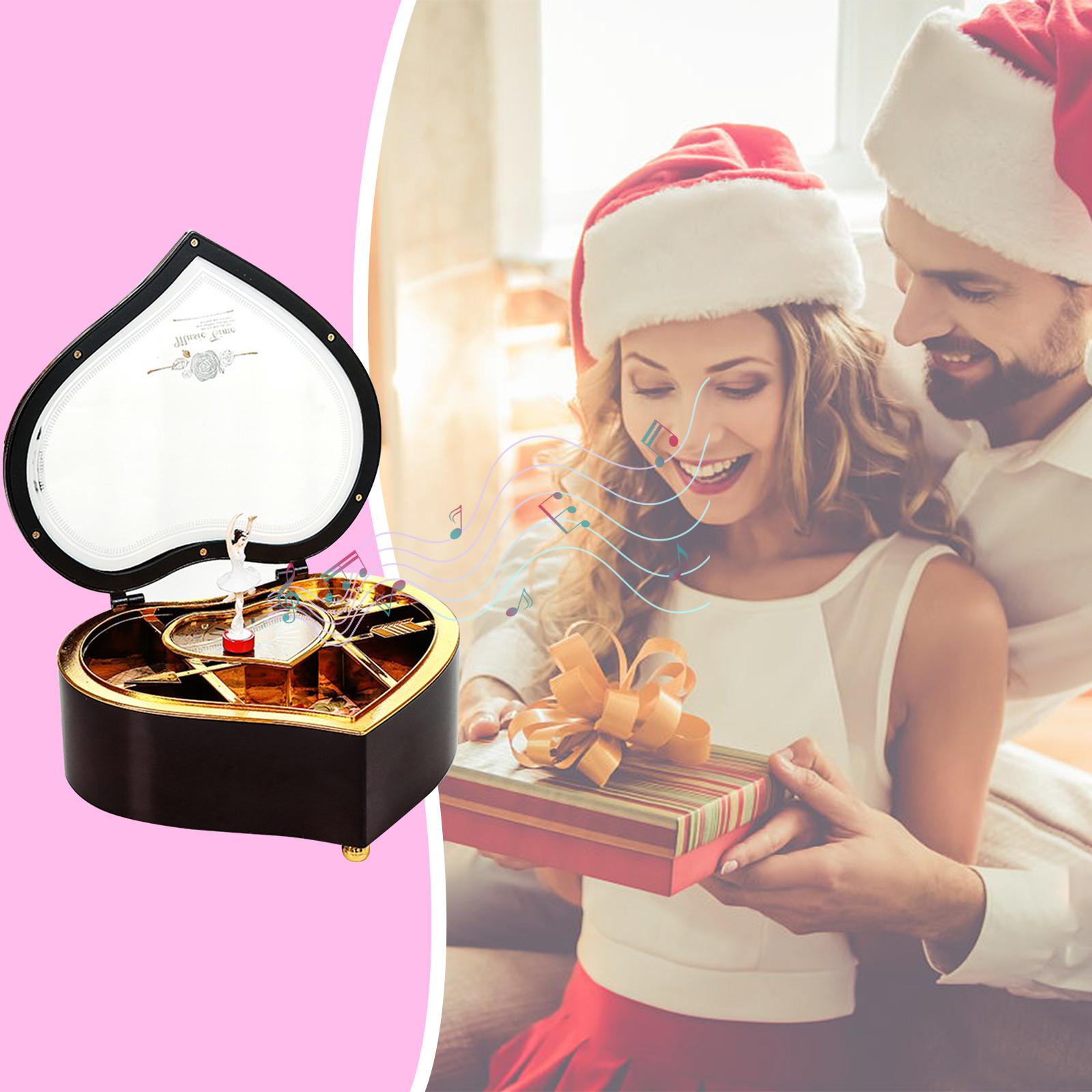Музыкальная шкатулка с персиковым сердцем, вращающаяся музыкальная шкатулка для девочек, креативная шкатулка для драгоценностей, подарок
