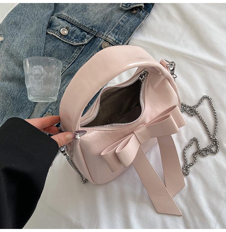 Small Bag Bow Shoulder Bag Women's Underarm Bag PU Crossbody Bag