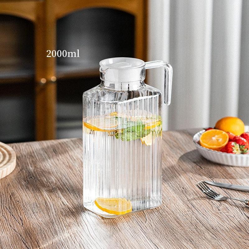 Large Capacity Household Kettle Plastic Transparent Water Bottle Striped Kettle For Storing Fresh Juice And Beverages In The Kitchen Refrigerator