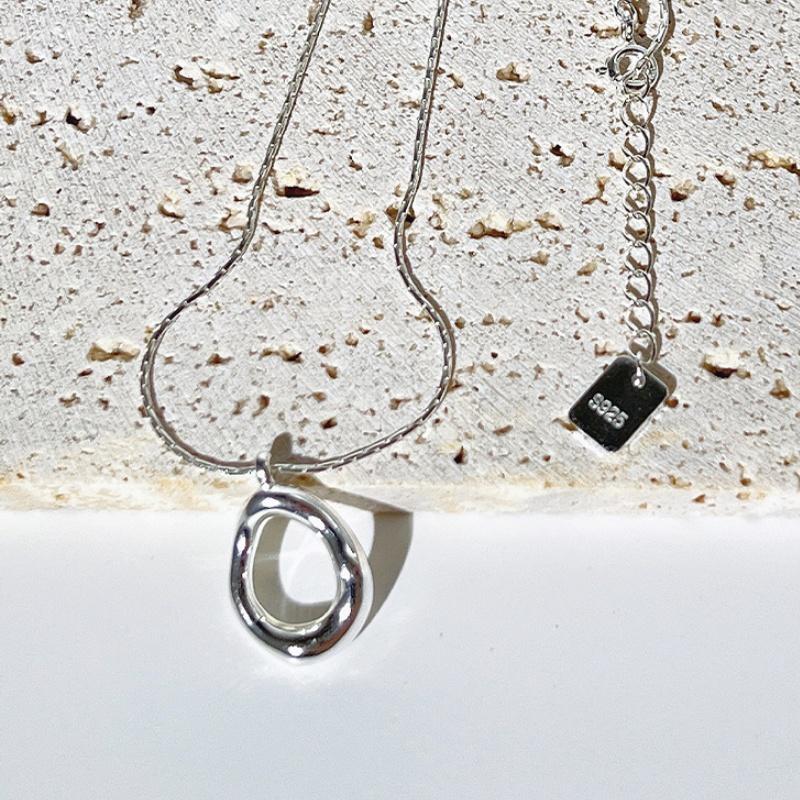 Simple Fashion Irregular Water Droplet Oval Pendant Necklace for Women Trendy Clavicle Choker Friendship Jewelry Accessories