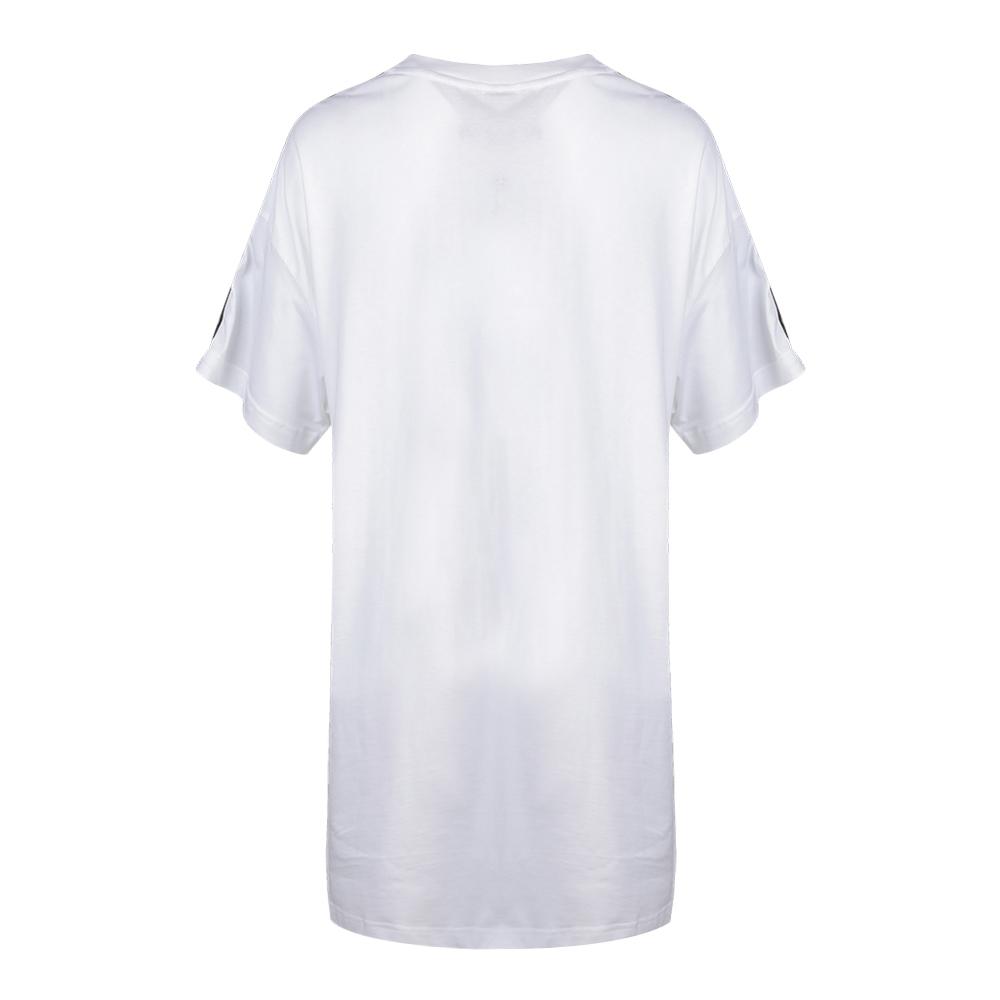 Adidas SS Dress Tape Logo Stripe Decoration Casual Sports Loose Breathable Round Neck Short Sleeve Dress Women Dresses White FJ6882