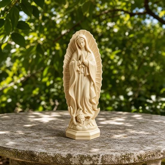 Virgin Mary Statue, Religious Resin Sculpture, Blessed Holy Mother Figurine for Catholic Home Desk Decor